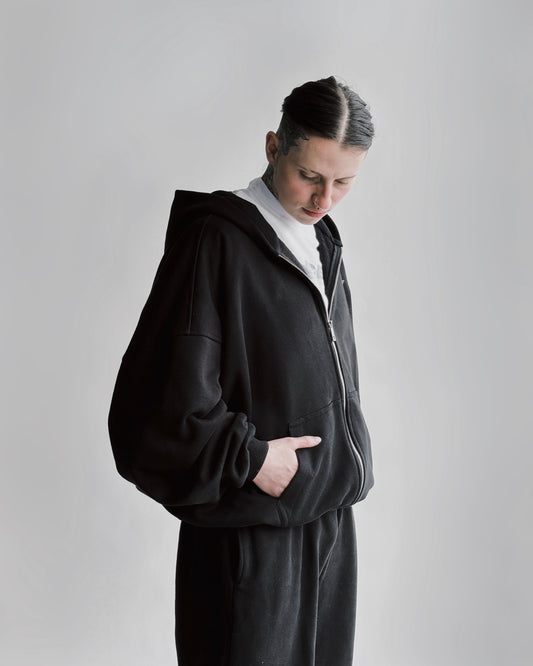 Zip-Up Hoodie - Black