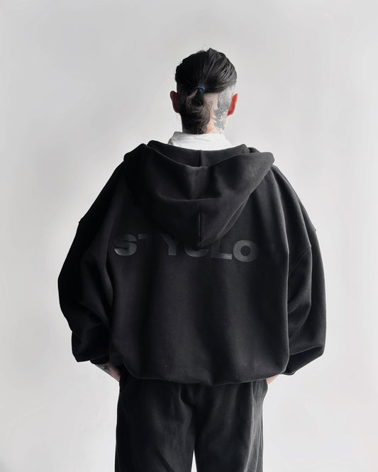 Zip-Up Hoodie - Black