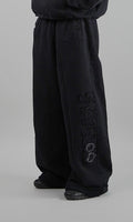 Pantalón Wide Desgastado - Negro