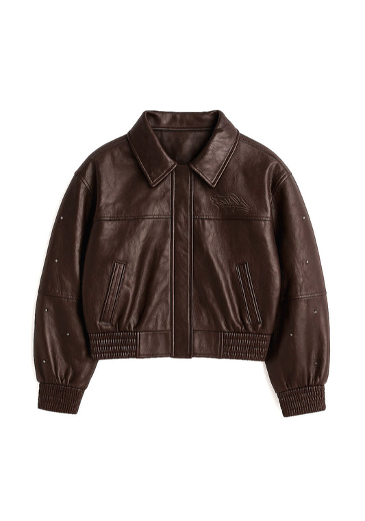 CHAQUETA CAFE CUERO