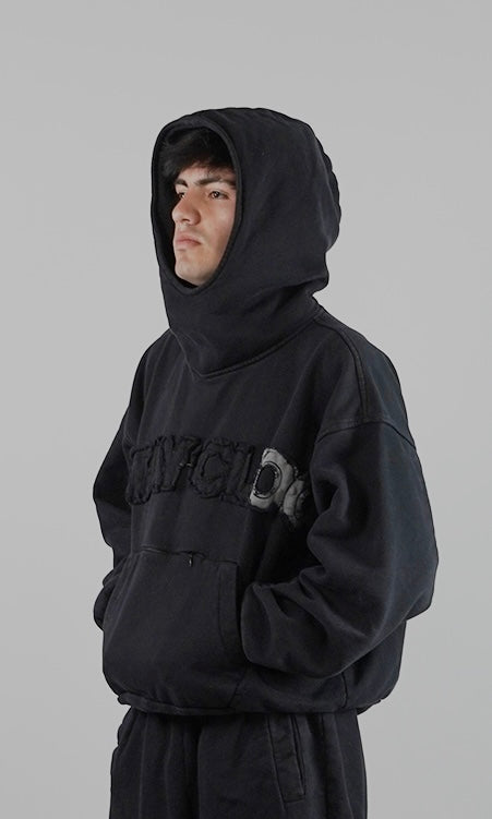 Hoodie Cuello Alto - Negro