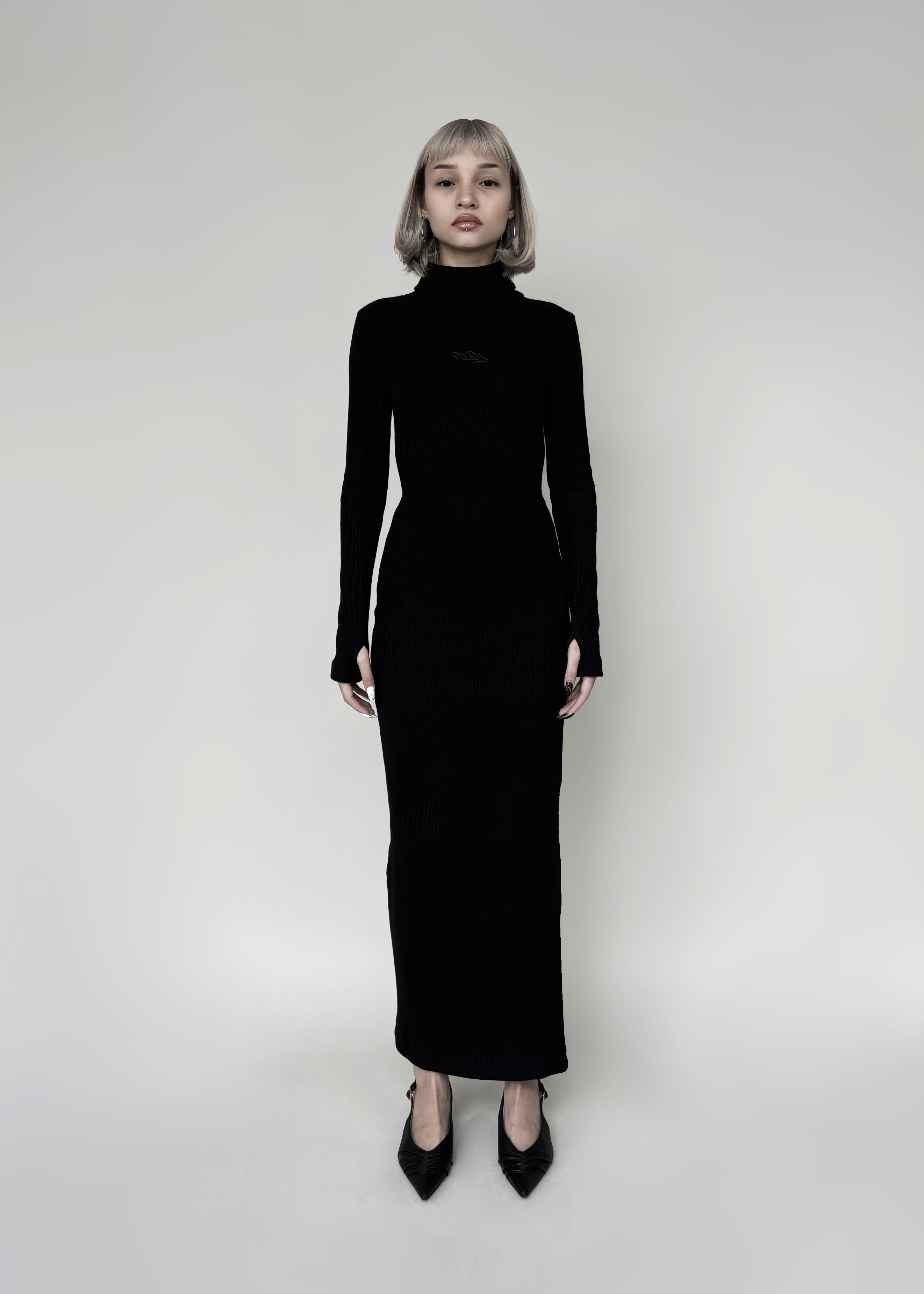 Vestido Rib Iconos - Negro