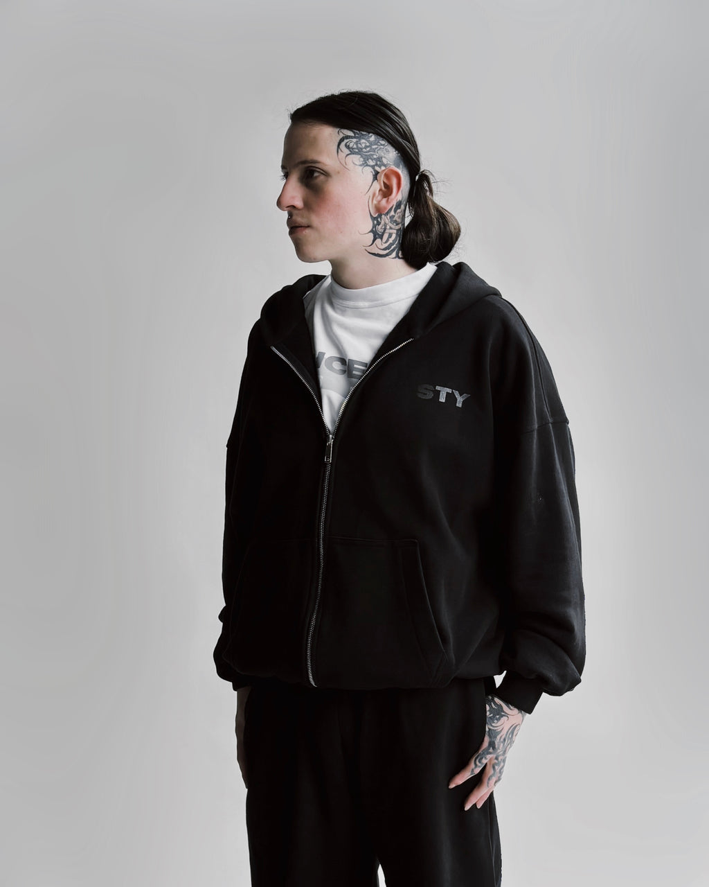 Zip-Up Hoodie - Black