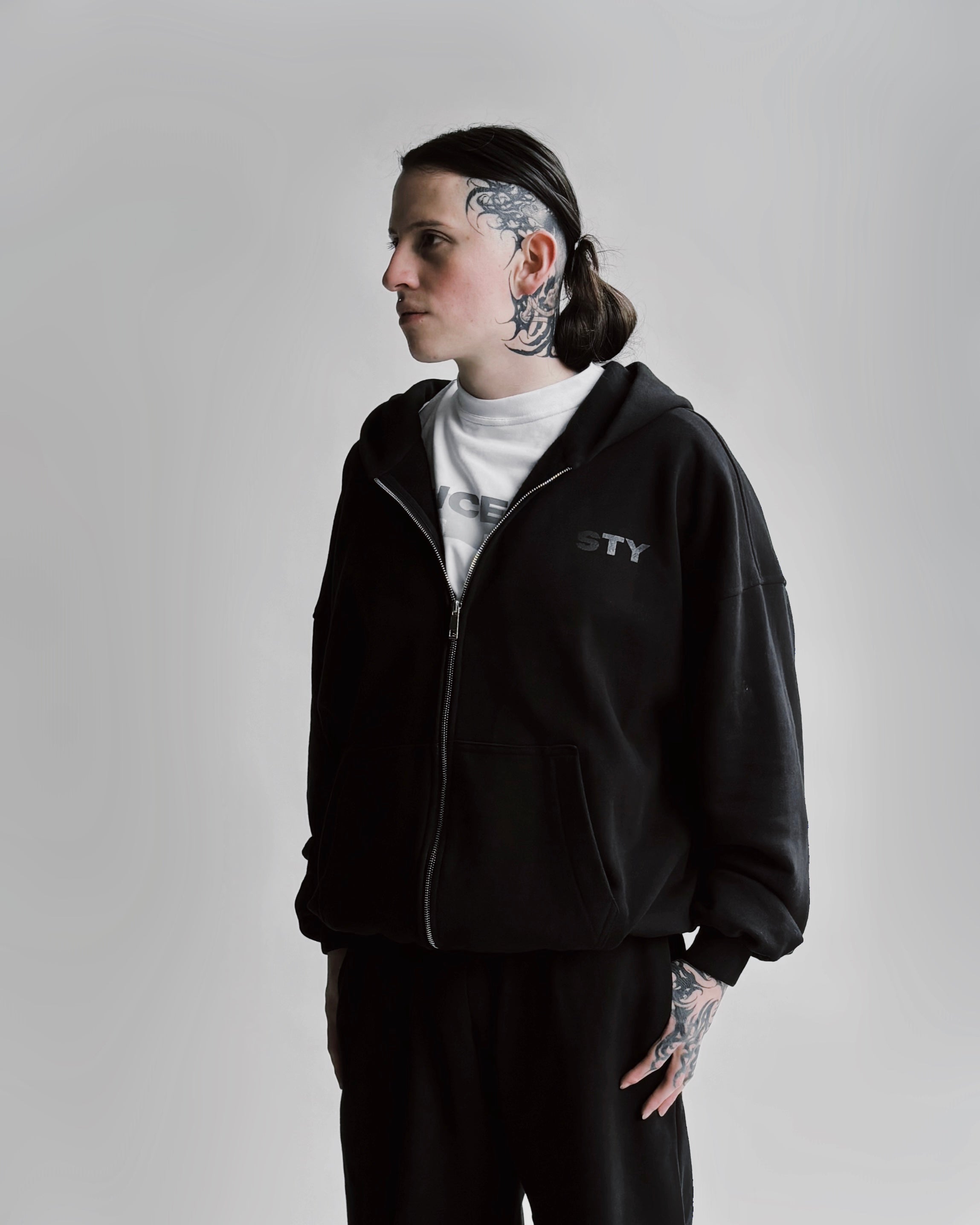 Zip-Up Hoodie - Black