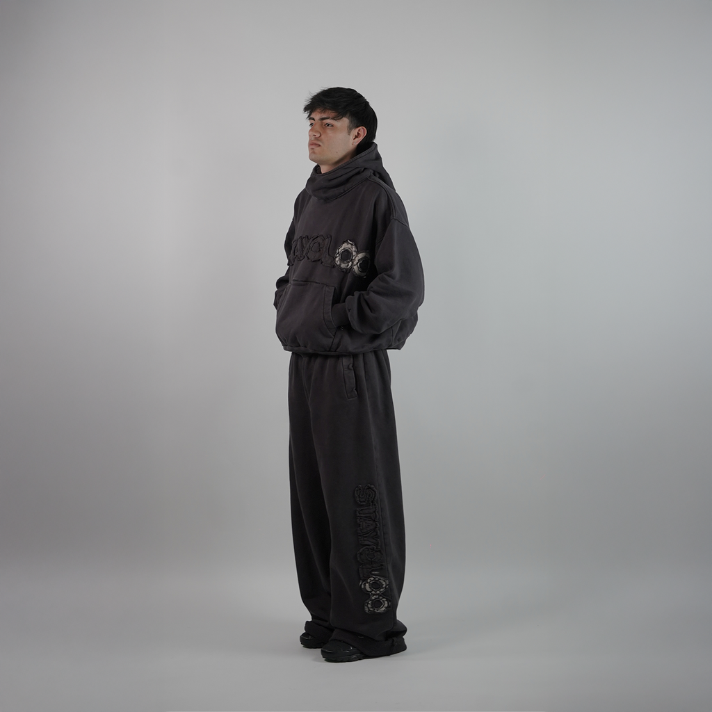 Pantalón Wide Desgastado - Café