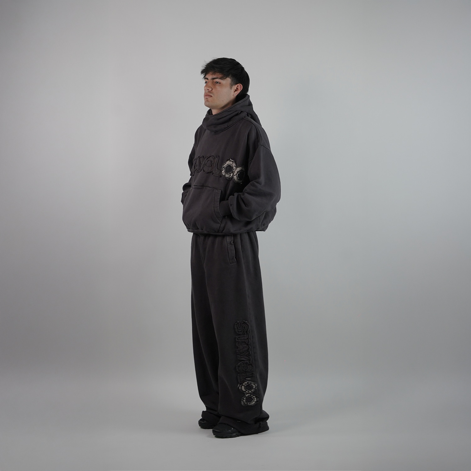 Pantalón Wide Desgastado - Café