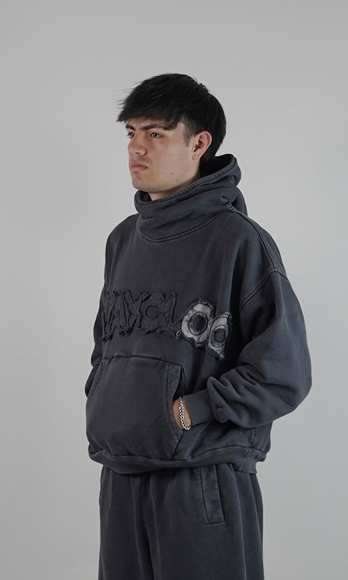 Hoodie Cuello Alto - Azul Acero