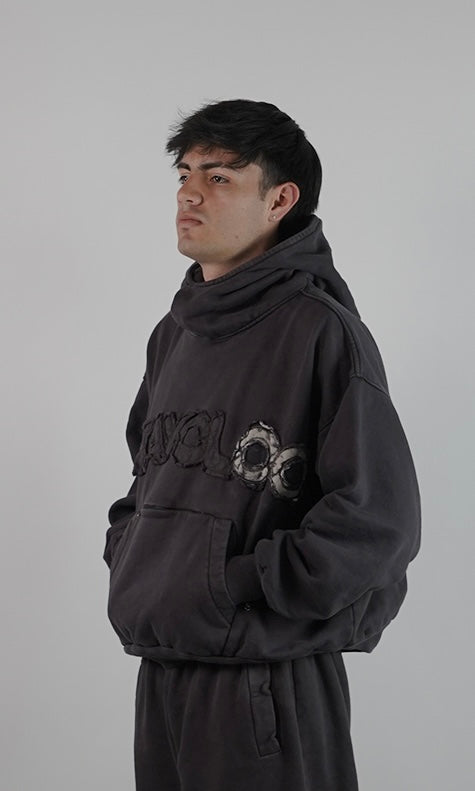 Hoodie Cuello Alto - Café