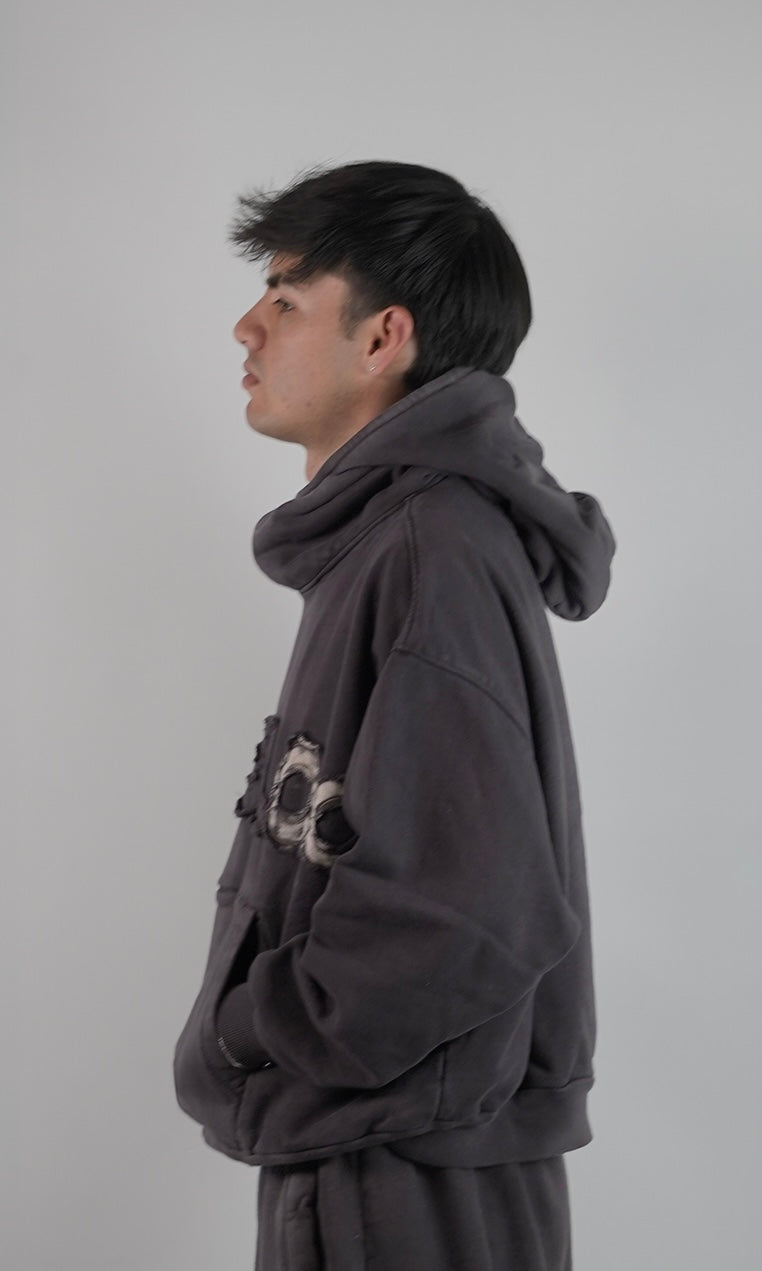 Hoodie Cuello Alto - Café